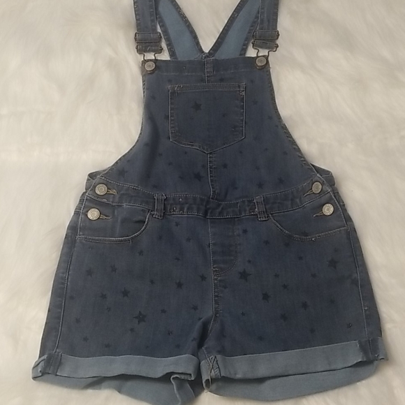 Girls 14 denim overalls with star print - Picture 1 of 9